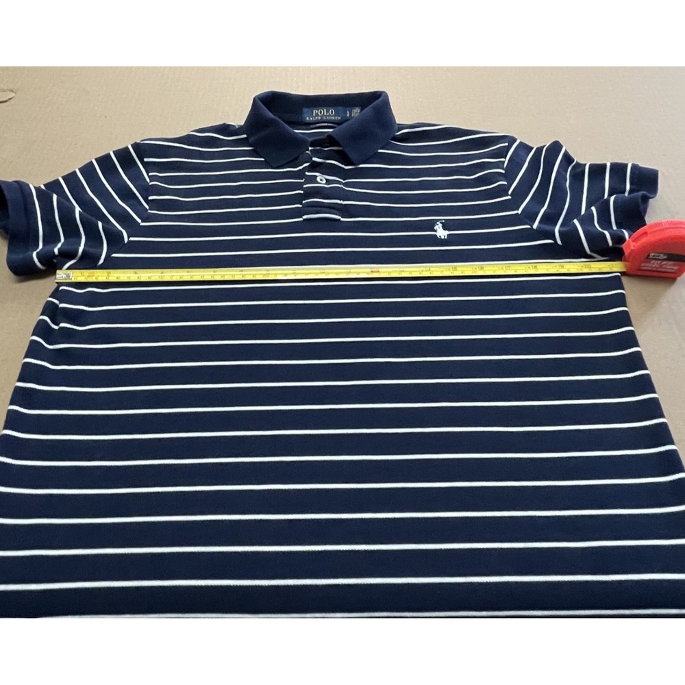 Polo Ralph‎ Lauren Mens Large Navy/White Stripe Pony Pique Rugby Golf Preppy - Picture 5 of 11